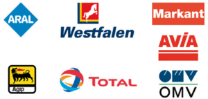 Fahrzeugnutzung - Logos der Tankstellen bei denen mit der Aralkarte getankt werden kann