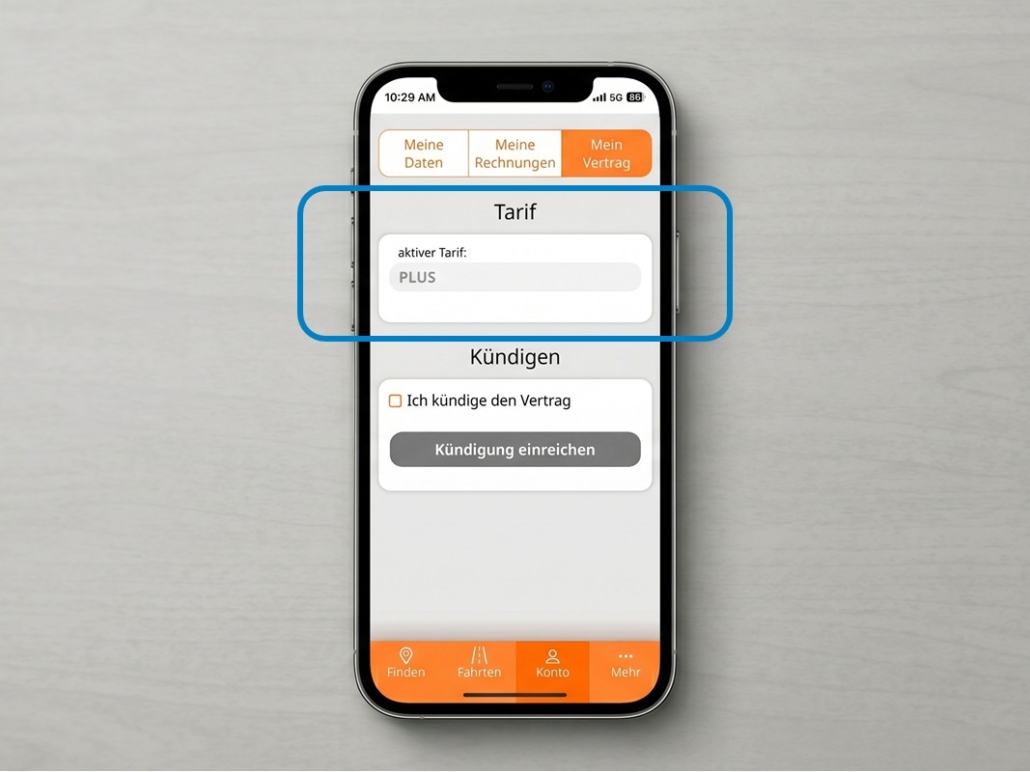 Tarif Ansicht von stadtmobil hannover in der App